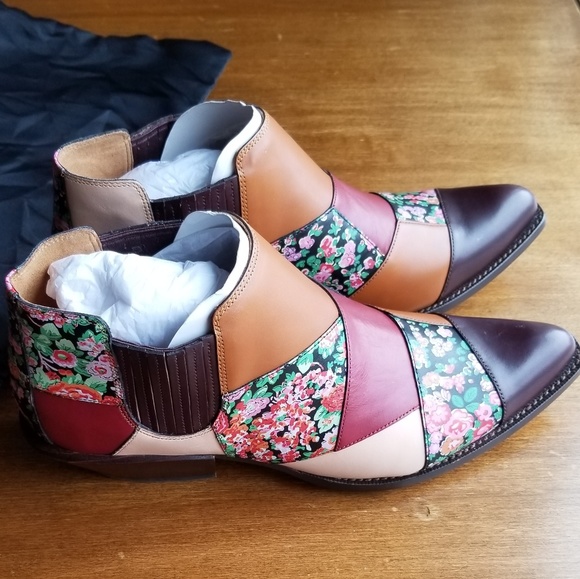 New size! Coach Patchwork Bandit Leather Boots - Picture 2 of 8